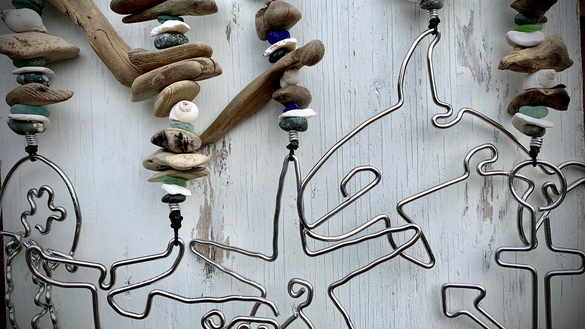 Hanging Driftwood with Wire Ornaments