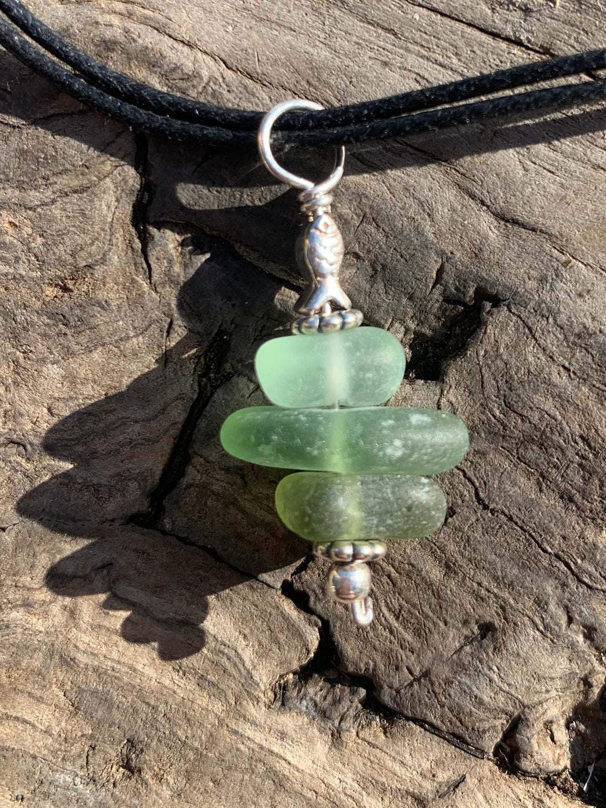 Sea Glass Stacked Pendant 11