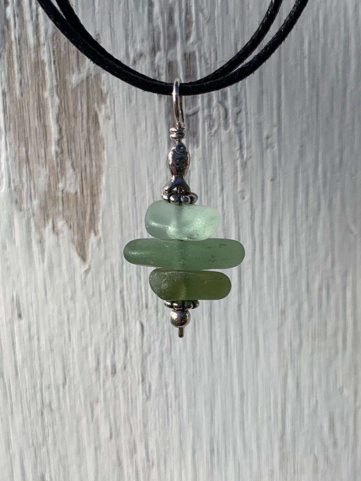 Sea Glass Stacked Pendant 11