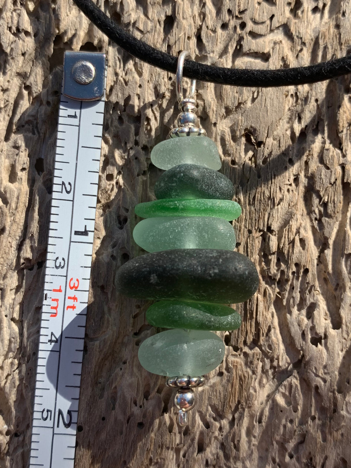 Sea Glass Stacked Pendant 14