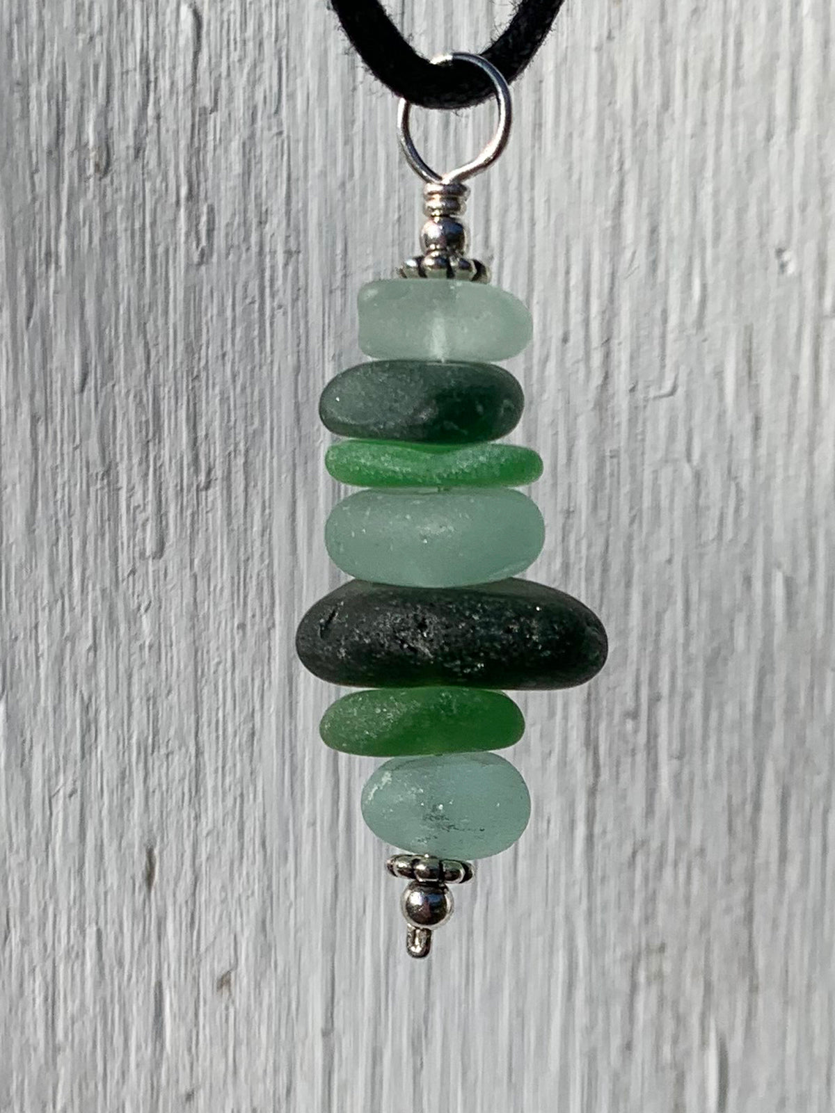 Sea Glass Stacked Pendant 14